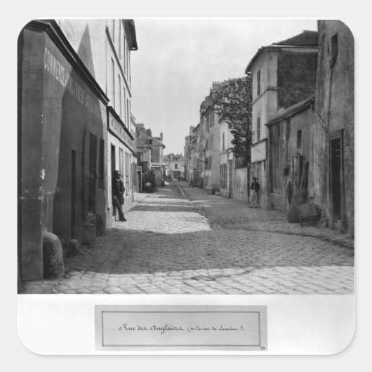 Rue des Anglaises, Rue de Lourcine, Paris Quadratischer Aufkleber (Vorderseite)