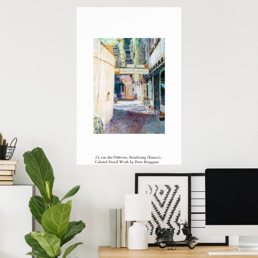Rue des Orfevres, Straßburg (Frankreich) Poster (Heimbüro)