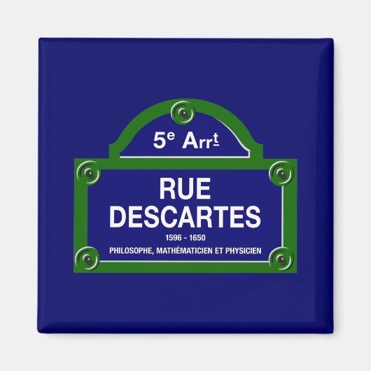 Rue Descartes, Pariser Straßenzeichen Magnet (Vorne)