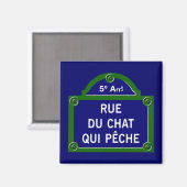 Rue du Chat qui Peche, Paris Street Sign Magnet (Vorderseite/Rückseite)