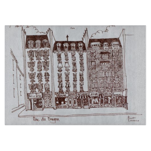 Rue du Dragon, Saint-Germain-des-Pres, Paris Schneidebrett (Vorderseite)