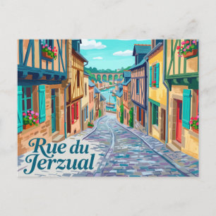 Rue du Jerzual, Dinan Frankreich Postkarte