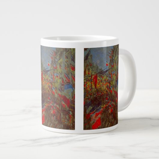 Rue Montorgueil mit Flaggen von Claude Monet Jumbo-Tasse (Vorderseite Rechts)