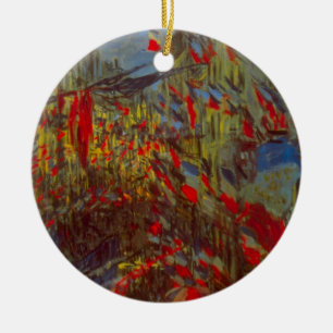 Rue Montorgueil mit Flaggen von Claude Monet Keramik Ornament