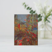 Rue Montorgueil mit Flaggen von Claude Monet Postkarte (Stehend Vorderseite)