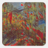 Rue Montorgueil mit Flaggen von Claude Monet Quadratischer Aufkleber (Vorderseite)
