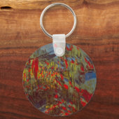 Rue Montorgueil mit Flaggen von Claude Monet Schlüsselanhänger (Vorderseite)