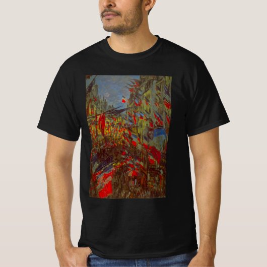 Rue Montorgueil mit Flaggen von Claude Monet T-Shirt (Vorderseite)