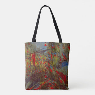 Rue Montorgueil mit Flaggen von Claude Monet Tasche