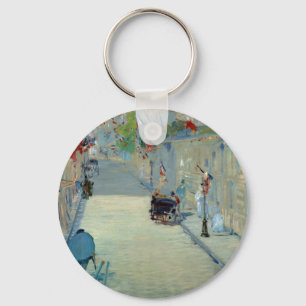 Rue Mosnier mit Flaggen Manet Malerei Schlüsselanh Schlüsselanhänger