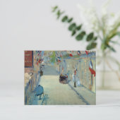 Rue Mosnier mit Flags Manet Art Frankreich Postkarte (Stehend Vorderseite)