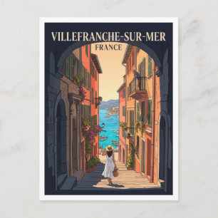 Rue Obscure und Altstadt von Villefranche Frankrei Postkarte