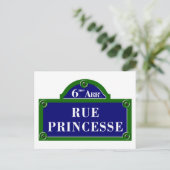 Rue Princesse, Pariser Straßenschild Postkarte (Stehend Vorderseite)