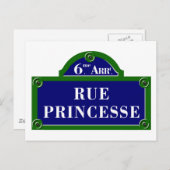 Rue Princesse, Pariser Straßenschild Postkarte (Vorne/Hinten)