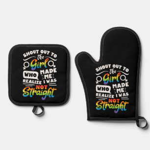 Ruf an das Mädchen Lesben Stolz LGBT T-Shirt G Ofenhandschuh & Topflappen-Set