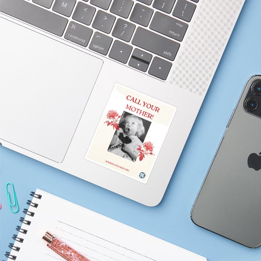 Ruf deine Mutter an! Englisch Aufkleber (Laptop mit iPhone)
