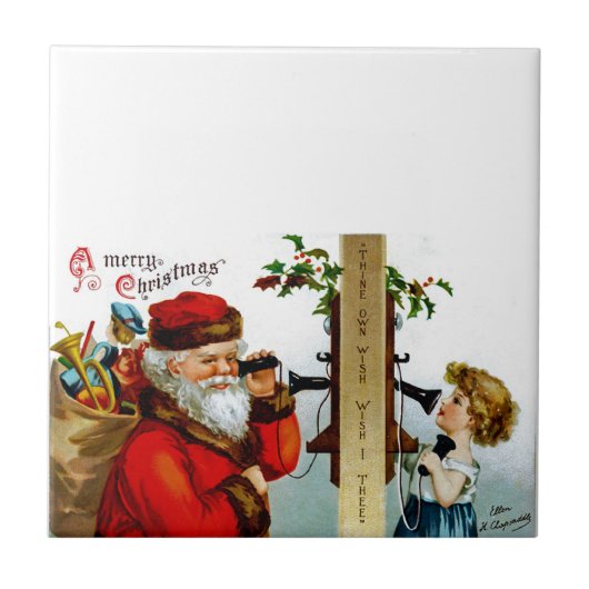 Ruf den Weihnachtsmann an Fliese (Vorderseite)