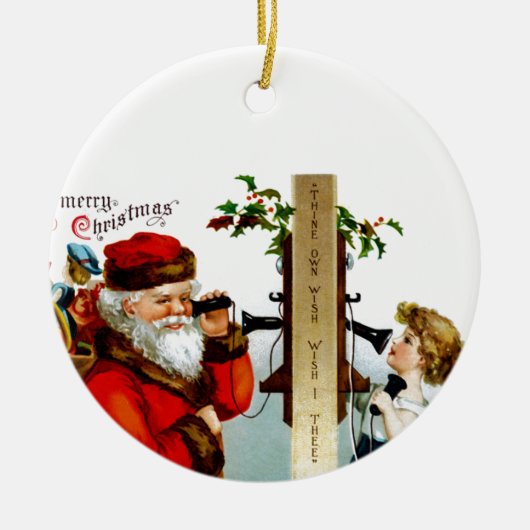 Ruf den Weihnachtsmann an Keramik Ornament (Vorne)