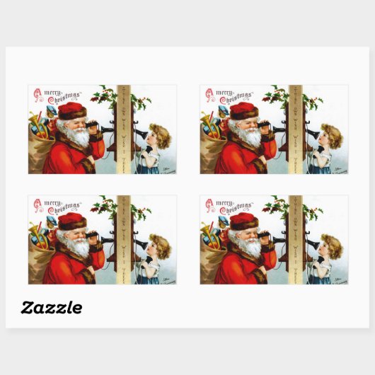 Ruf den Weihnachtsmann an Rechteckiger Aufkleber (Blatt)