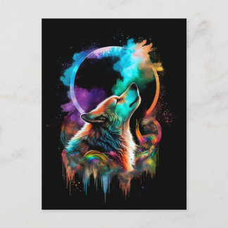 Ruf der Wildnis - Rainbow Wolf Postcard Postkarte