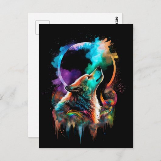 Ruf der Wildnis - Rainbow Wolf Postcard Postkarte (Vorne/Hinten)