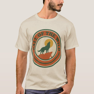Ruf der Wildnis Retro heulender Wolf Mond Abzeiche T-Shirt