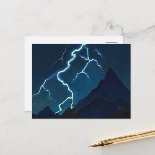 Ruf des Himmels, Blitz von Nicholas Roerich Postkarte (Vorderseite/Rückseite Beispiel)