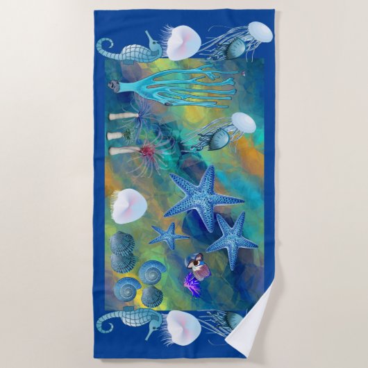 Ruf des Meereslebens Blaue Ozeane Strandtuch (Vorderseite)