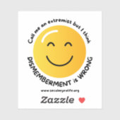 Ruf mich als Extremisten an Aufkleber (Blatt)