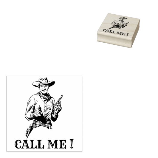 Ruf mich an! - Cowboy Gummistempel (Stempel)