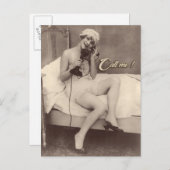 Ruf mich an! Flapper Girl risqué Postcard der 1920 Postkarte (Vorne/Hinten)