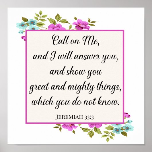Ruf mich Bibelverse Jeremiah Christlich Gicleé an Poster (Vorne)