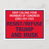 Ruf Protest des Kongresses Widerstand weigern Trum Postkarte (Vorderseite)