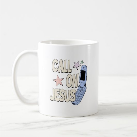 Rufe Jesus an – Retro-Glaubensdesign Kaffeetasse (Links)