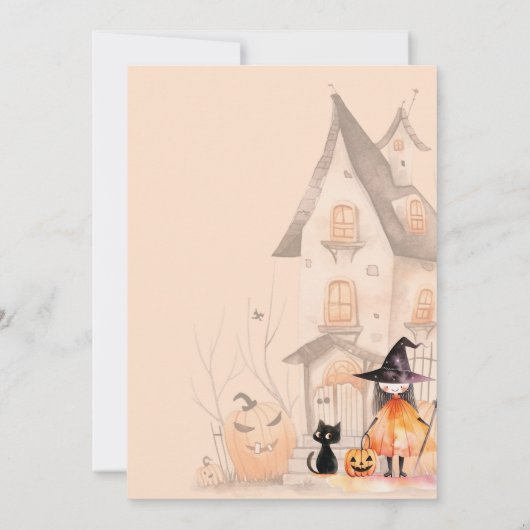 Rufen alle Hexen niedliches Halloween-Kostüm-Party Einladung (Rückseite)