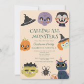 Rufen alle Monster Halloween Geburtstagsparty Einladung (Vorderseite)