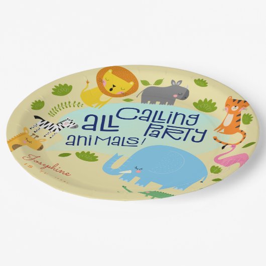 Rufen alle Party Kindergeburtstag Party Pappteller (Schrägansicht)