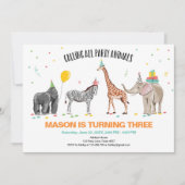 Rufen alle Party Tiere Zoo Wild Boy Geburtstag Einladung (Vorderseite)