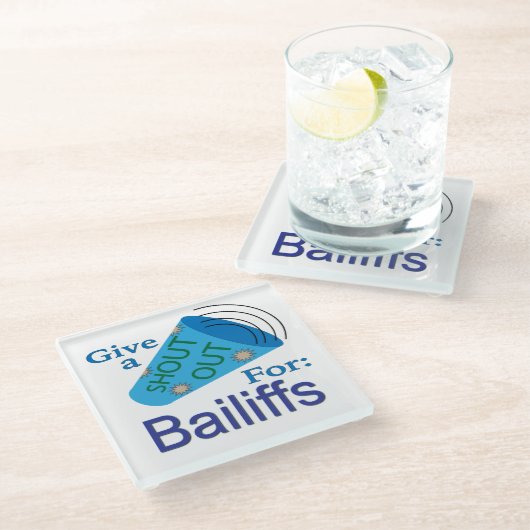 Rufen für Bailiffs Glasuntersetzer (Schrägansicht)