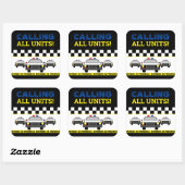 Rufen Sie alle Einheiten an! Polizeibeamte Birthda Quadratischer Aufkleber (Blatt)