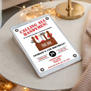 Rufen Sie alle Handymen! Geburtstagspartei Baugewe Einladung