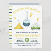Rufen Sie alle Mad Scientists! Science Birthday Pa Einladung (Vorne/Hinten)