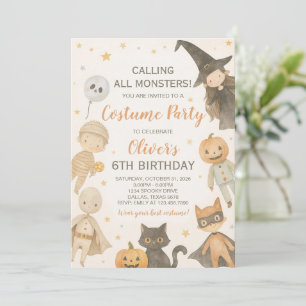 Rufen Sie alle Monster Halloween Geburtstag Einladung