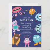 Rufen Sie alle Monster Halloween Geburtstag Einladung (Vorderseite)