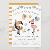 Rufen Sie alle Party Tiere! Feierabend Einladung (Vorne/Hinten)