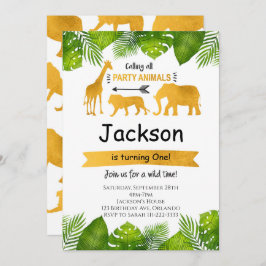 Rufen Sie alle Party Tiere Golden Safari laden Einladung