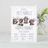 Rufen Sie alle Party Tiere! Gorilla Birthday Party Einladung (Stehend Vorderseite)