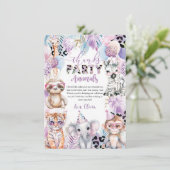 Rufen Sie alle Party Tiere Jungle Safari Geburtsta Dankeskarte (Stehend Vorderseite)