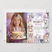 Rufen Sie alle Party Tiere Jungle Safari Geburtsta Dankeskarte (Vorderseite)