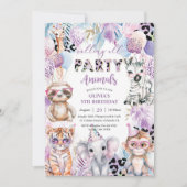 Rufen Sie alle Party Tiere Jungle Safari Geburtsta Einladung (Vorderseite)